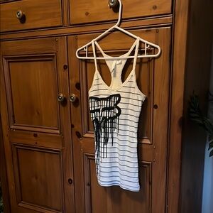 Striped White and Black Women's Tank Top